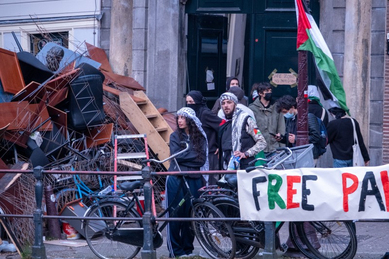 pro-Palestijns protest op Universiteit van Amsterdam