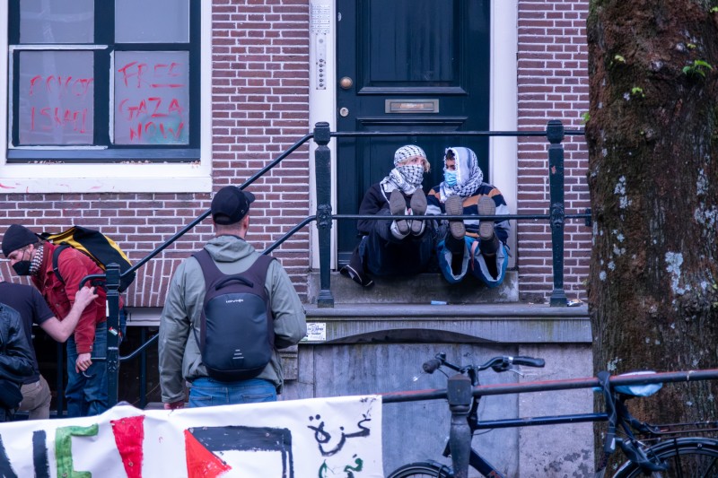 pro-Palestijns protest op Universiteit van Amsterdam